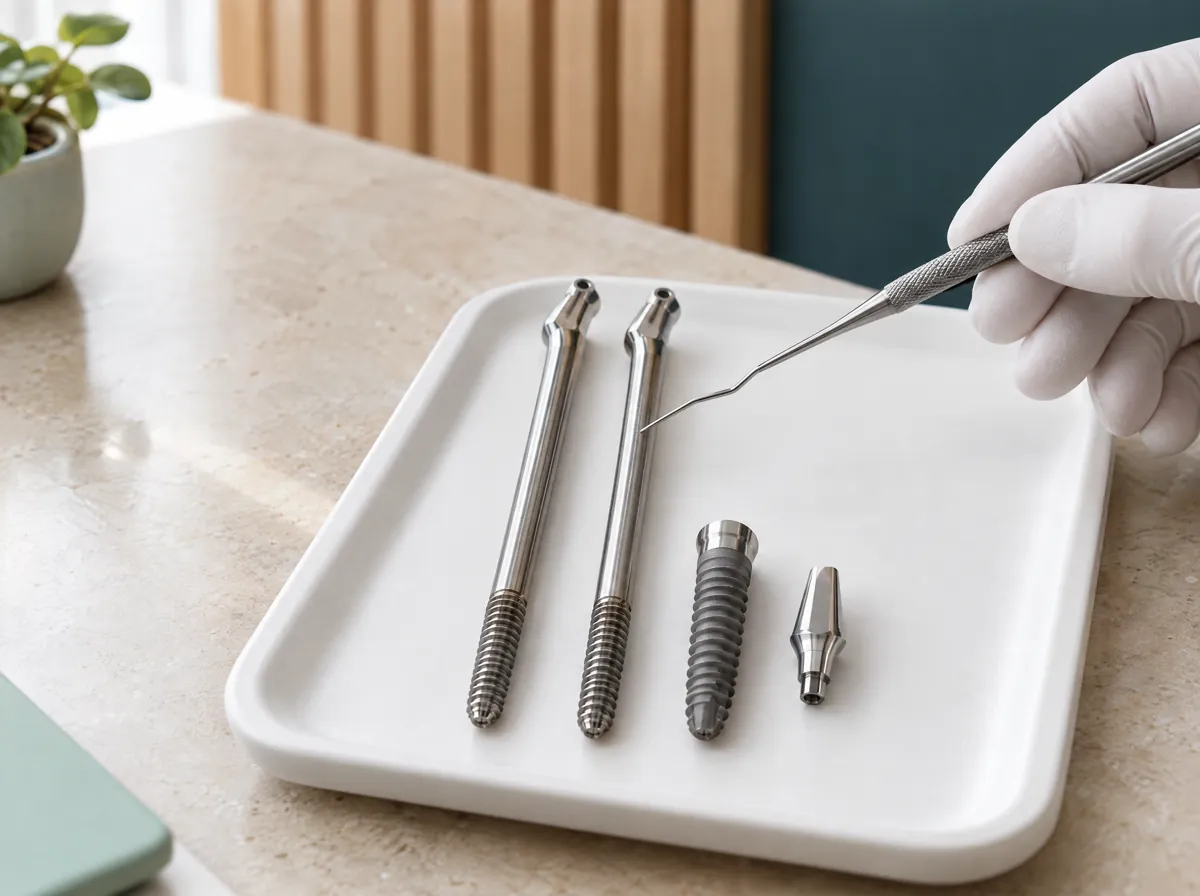 Implantes zigomáticos ao lado de um implante convencional
